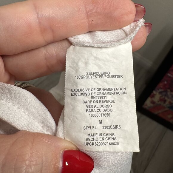 Xoxo White Long Sleeve Blouse With Front Tie & Slit Sleeves Medium‎ - Picture 8 of 8